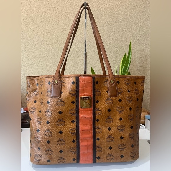 MCM Handbags - MCM COGNAC VISETOS SHOPPING TOTE